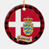 Denemarken, Rode buffels en Deense vlag Keramisch Ornament (Achterkant)