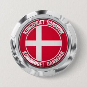 Denemarken Round Emblem Ronde Button 7,6 Cm