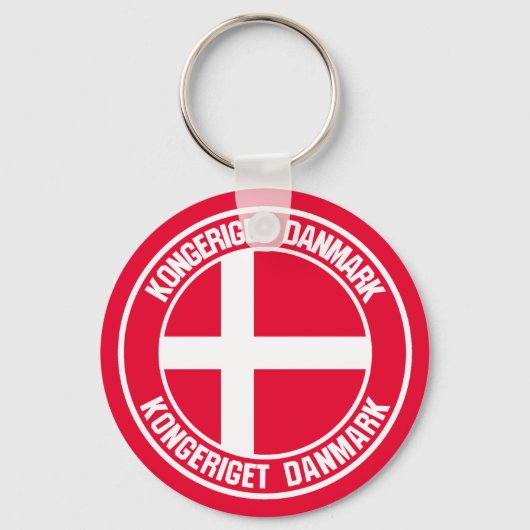 Denemarken Round Emblem Sleutelhanger (Voorkant)