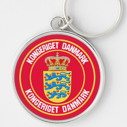 Denemarken Round Emblem Sleutelhanger (Voorkant)