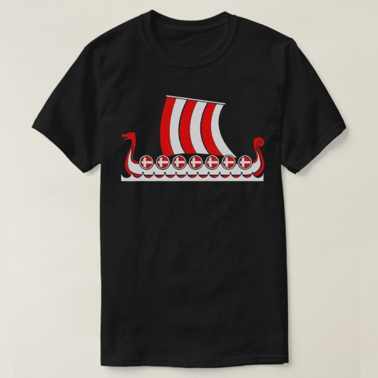 Denemarken Viking Ship Gift Danish Flag Dragon Boa T-shirt (Design voorkant)