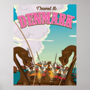 Denemarken Vikingen grappige cartoon reisposter Poster