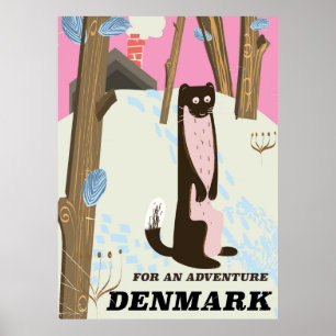 Denemarken vintage cartoon landschap reisposter poster