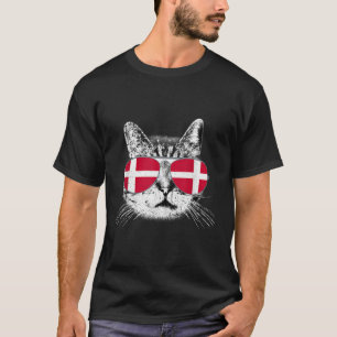 Denemarken vlag Deense kat zonnebrillen Funny Mann T-shirt