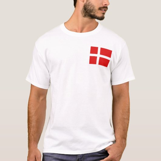Denemarken Vlag en kaart T-Shirt (Voorkant)