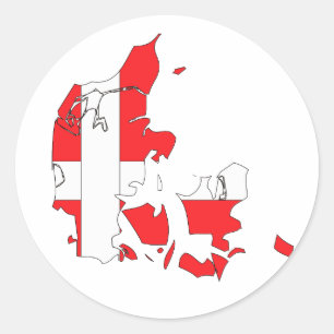 Denemarken vlag kaart ronde sticker