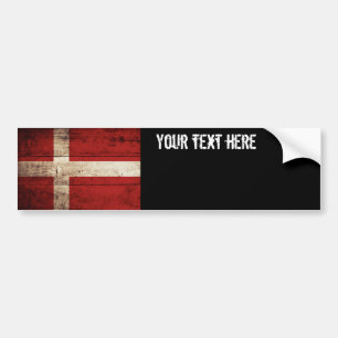 Denemarken Vlag op Oude Houtstructuur Bumpersticker