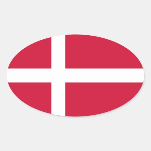 Denemarken Vlag Ovale Sticker (Voorkant)