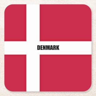 Denemarken Vlag (rood en wit) Vierkante Kartonnen Onderzetter