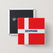 DENEMARKEN: vlag van Denemarken Vierkante Button 5,1 Cm (Voorkant /achterkant)