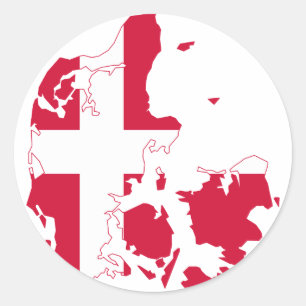 Denemarken Vlaggenkaart DK Ronde Sticker