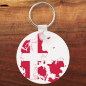 Denemarken Vlaggenkaart DK Sleutelhanger (Voorkant)