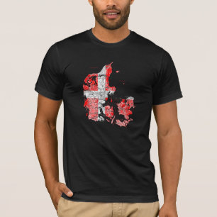 Denemarken Vlagkleur Kaart T-Shirt
