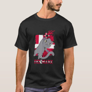 Denemarken Voetbal Denen Kat Denemarken Vlag Dans T-shirt