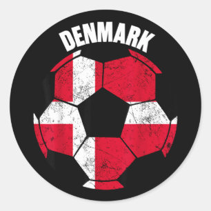 Denemarken Voetbalwedstrijd Speler Voetbalfan Deen Ronde Sticker