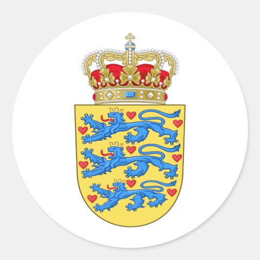 Denemarken Wapen DK Ronde Sticker (Voorkant)