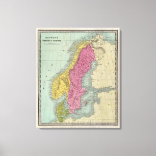Denemarken Zweden en Noorwegen Canvas Afdruk