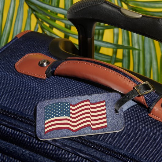 Denim American Flag Bagagelabel Cruise Gift (Voorkant Insitu 3)