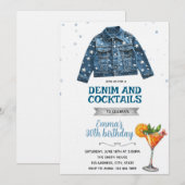Denim and Cocktails party invitation Kaart (Voorkant / Achterkant)