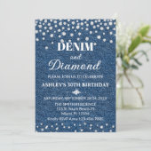 Denim and Diamond Birthday Party Invitation Kaart (Staand voorkant)