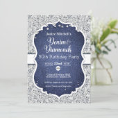 Denim and Diamonds Birthday Invitation Kaart (Staand voorkant)