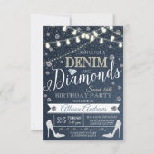  Denim and Diamonds Birthday Party Invitation Kaart (Voorkant)