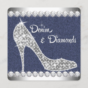 Denim and Diamonds Birthday Party Kaart