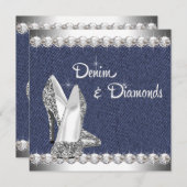 Denim and Diamonds Birthday Party Kaart (Voorkant / Achterkant)