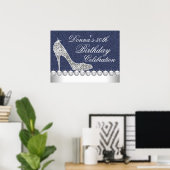 Denim and Diamonds Birthday Party Poster (Thuiskantoor)