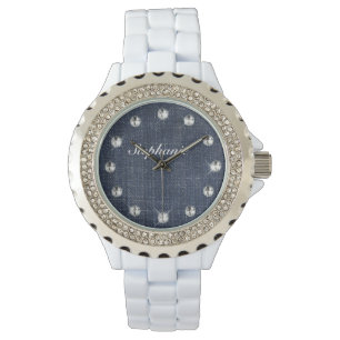 Denim and Diamonds Personalized Watch Horloge