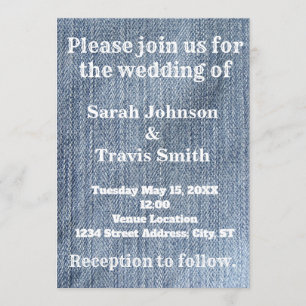 Denim and Lace Wedding Invitation Kaart