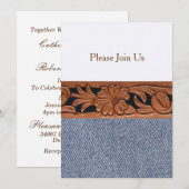 Denim and Leather Western Belt Invitation Sjabloon Kaart (Voorkant / Achterkant)