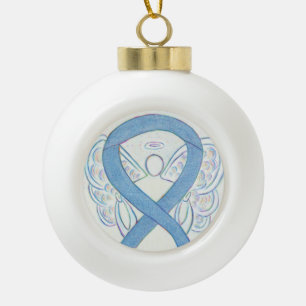 Denim Awareness Ribbon Angel Ornaments Keramische Bal Ornament