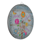Denim Back Pocket Flowers Peace Love Hope Dartbord (Voorkant Links)