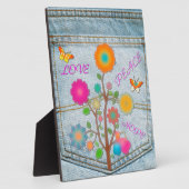 Denim Back Pocket Flowers Peace Love Hope Fotoplaat (Zijkant)