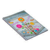 Denim Back Pocket Flowers Peace Love Hope Notitieboek (Rechterzijde)