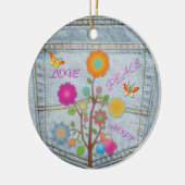 Denim Back Pocket Flowers Peace Love Hope Ornament (Links)