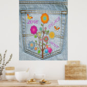 Denim Back Pocket Flowers Peace Love Hope Poster (Cuisine)