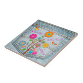 Denim Back Pocket Flowers Peace Love Hope Tegeltje (Zijkant)