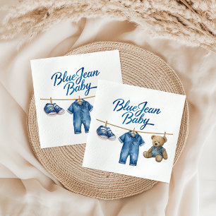 Denim Beer waslijn Boy Blue Jean Baby shower Servet