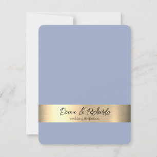 Denim Blauw Gouden Folie Rustieke Bruiloft Uitnodi RSVP Kaartje