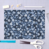 Denim Blauwe Bloemen Bruiloftsontvangst Tissuepapier (Craft)