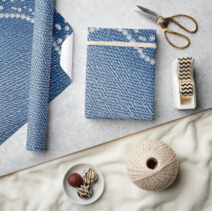 Denim Blauwe Jeans Diamant Cadeaupapier