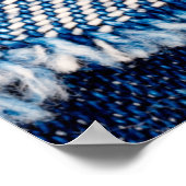 Denim blauwe jeans stof frame. Gebleekte denimstof Poster (Hoek)