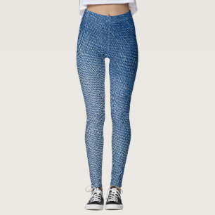 Denim blauwe jeanspatroon all-over-print leggings