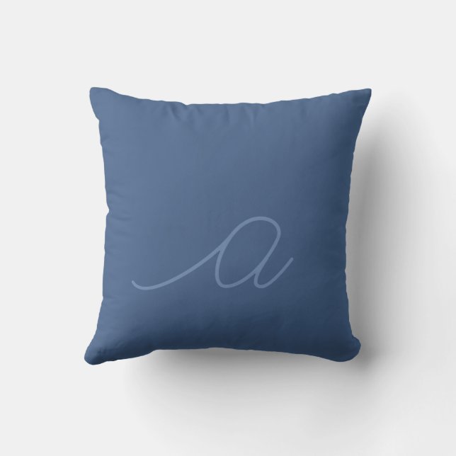 Denim Blauwe Kleine Letter Script Kussen (Achterkant)