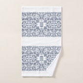 Denim Bleu Orné Monogramme (Serviette à main)