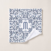 Denim Bleu Orné Monogramme (Gant de toilette)