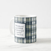 Denim Bleu Sage Vert Blanc Plaid Blessing Mug (Devant gauche)