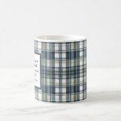 Denim Bleu Sage Vert Blanc Plaid Blessing Mug (Centre)